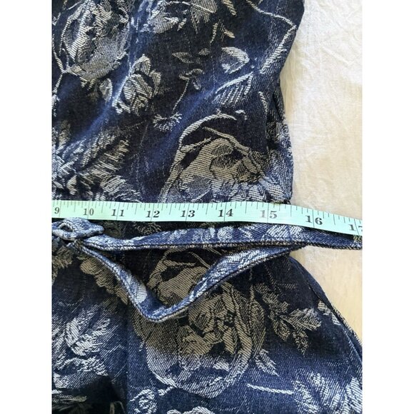 Baltic Born Women’s Jacquard Blue Denim Strapless Belted Printed Dress Size L - Picture 11 of 14